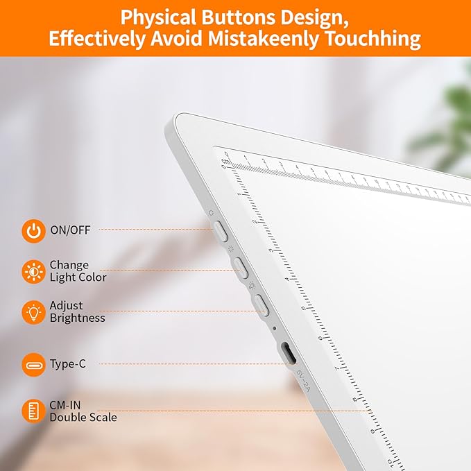 Elice Magnetic A3 Light Board for Diamond Painting, Ultra-Thin Tracing LED Light Box with Side Buttons, Super Bright Diamond Art Light Pad, Light Table for Drawing, Sketching, Weeding Vinyl - White
