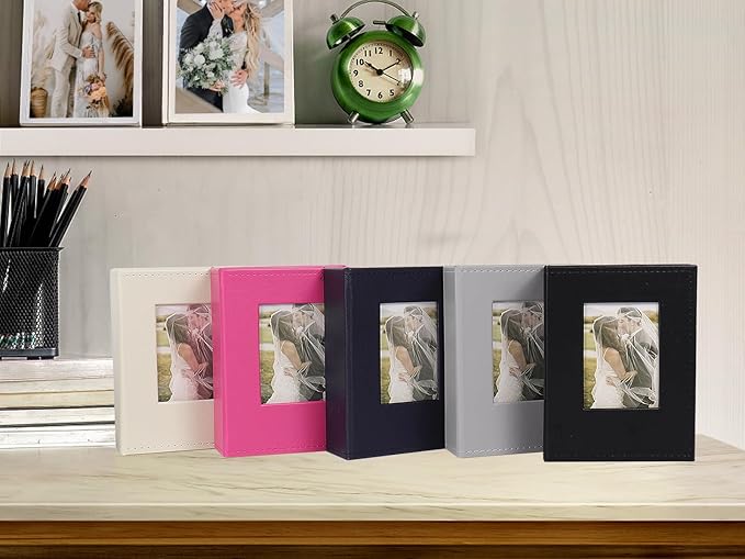 RECUTMS Photo Album 4x6 52 Photos - Small Mini Capacity Premium Leather Cover, Small Capacity Pictures Book Easy to Classify and Portable for Wedding Family Baby Vacation(Beige)