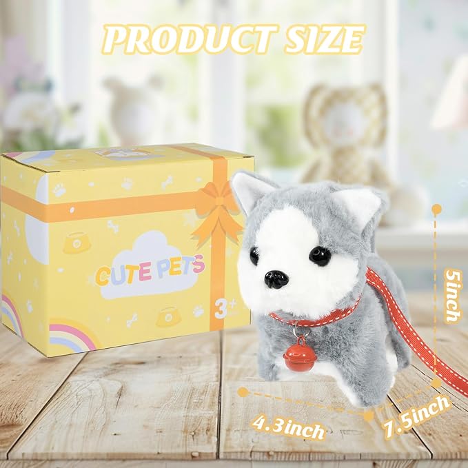 Plush Toys Walking Dog Toys That Can Walk, Bark and Wag Tail,Interactive Electronic Pet Toys Puppy with Leash,Easter Christmas Birthday Gift for Toddlers Kids