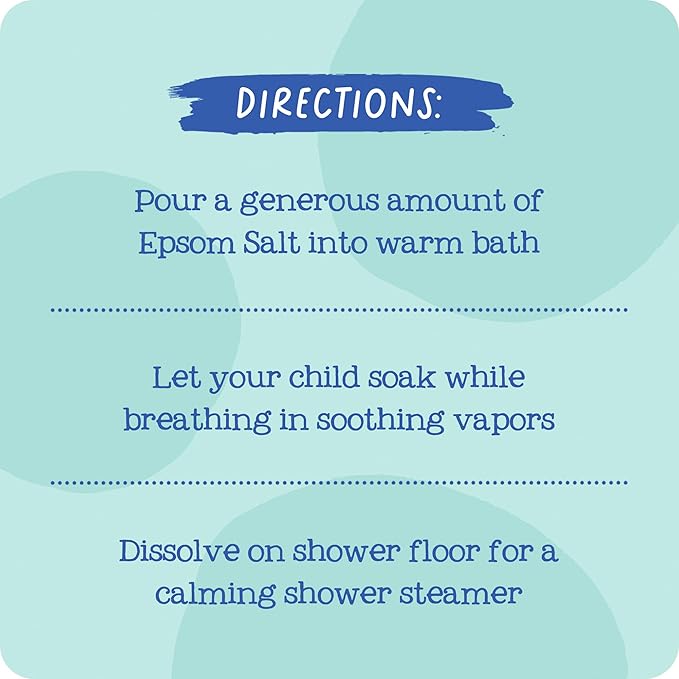 Oilogic Kids Stuffy Nose & Cough Epsom Salt Soak & Shower Soother - Made with Blended Essential Oils