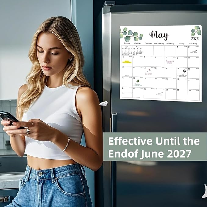 2026 Magnetic Fridge Calendar 18 Monthly Magnetic Calendar for Refrigerator 2026 Wall Calendar Planner Runs from January 2026 Until June 2027 Easy Organizing Markers Tearable (Nature)