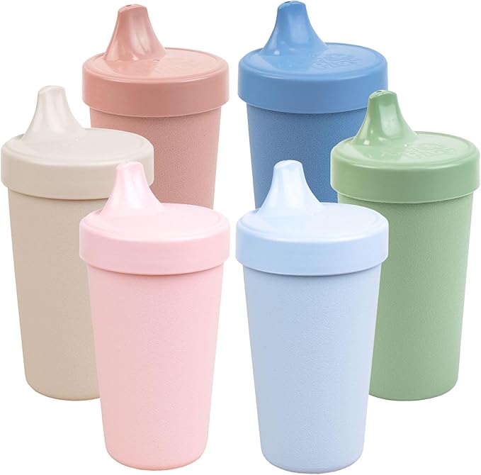 Re-Play Sippy Cups for Toddlers - 10 Oz. Reusable Spill Proof Cups for Kids, Dishwasher/Microwave Safe - Made in USA - Set of 6-3.13" x 6.25" - Meadow