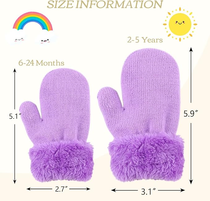 PESAAT Baby Girl Mittens Fleece Toddler Boy Mittens Warm Kids Winter Gloves Unisex Cold Weather Baby Gloves