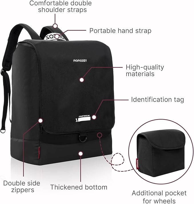 Momcozy Stroller Travel Bag for Airplane | Suit ClickGo Stroller | Compatible with Strollers Folded Dimensions of 22.1 X 17.3 X 9.8 Inch | Fit Most Major Brand | Hand-held & Back-carrying