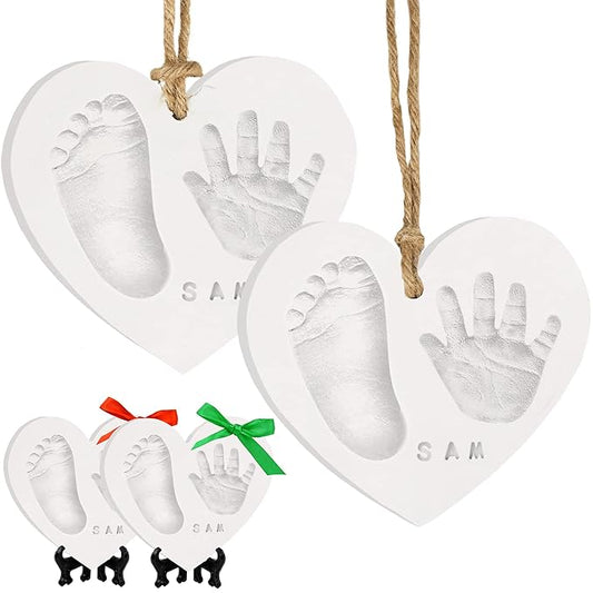 Baby Hand and Footprint Kit Keepsake - Quick-Dry Newborn Foot & Handprint Ornament Kit Boys, Girls, Personalized New Baby Gifts for New Parents, Cute Christmas & Keepsake Gifts (Duo Heart)