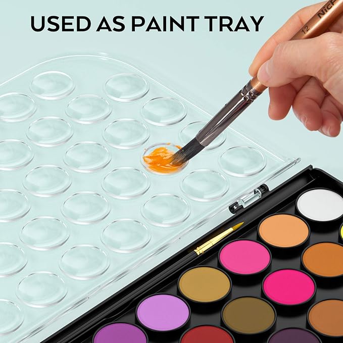 Nicpro Watercolor Paint Set, 48 Water Colors Kit with 8 Painting Brushes, Palette, Watercolor Pen, 25 Art Pad Paper, 2 Art Sponges, Non-toxic Painting Supplies for Kids, Adults, Beginners, Artists