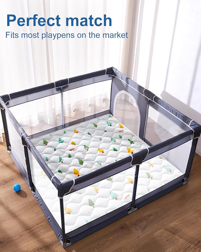 Odorless Premium Foam Baby Play Mat 50" x 50", Soft Microfiber Fabric Crawling Mat for Floor- Comfortable and Hypoallergenic, Non-Slip Cushioned Floor Playpen mat for Infants,Babies,Toddlers