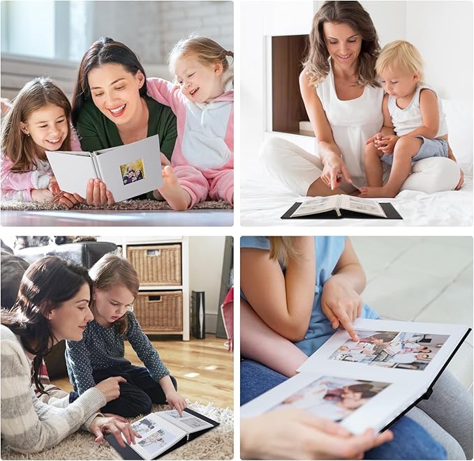 RECUTMS Small Photo Album Self Adhesive Scrapbook Magnetic Photo Albums for 4x6 5x7 8x10 Pictures for Baby Family Wedding 40 Pages with Metal Pen and Plastic Board (Brown)