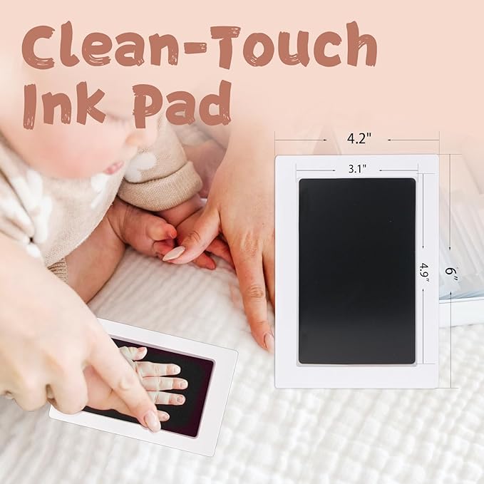 Inkless Baby Hand and Footprint Kit,Clean-Touch Ink Pad Kit,Safe No Mess Printing Infant Hand Foot Stamp,4 Pack Newborn Inkless Print Pads Best Keepsake or Gifts for Family