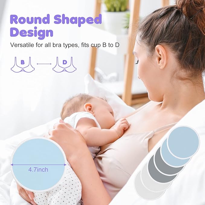 6 PCS Reusable Nursing Pads – Washable Breast Pads for Breastfeeding, Soft & Super Absorbent with Laundry Bag and Travel Bag, Nipple Pads for Postpartum Essentials