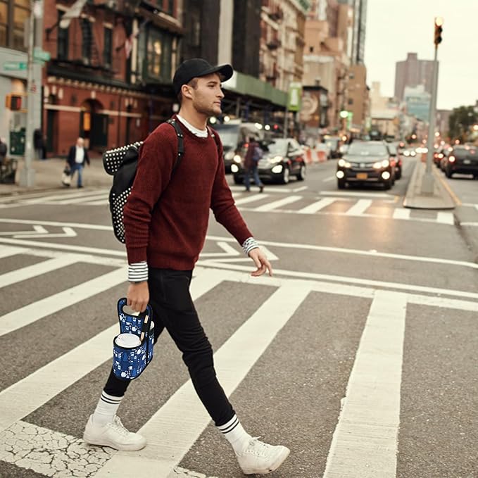 Beautyflier Drink Carrier with Handle for Delivery Reusable Insulated Coffee Cup Carrier Portable Cup Holder with Handle Organizer Tote Bag for Hot & Cold Drinks (2 Cup, Pattern2)