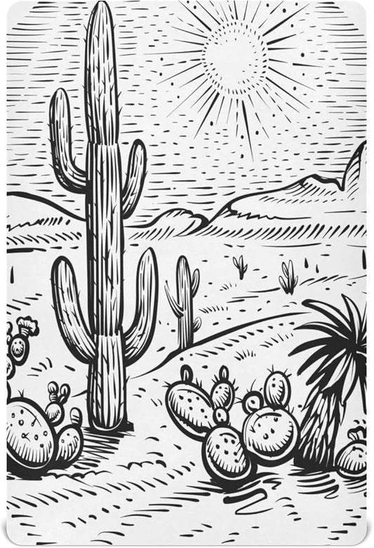 Western Desert Landscape Crib Sheets for Boys and Girls, Fitted Baby Crib Sheets Soft and Breathable Mini Crib Sheets 52 X 28 X 9 Inches