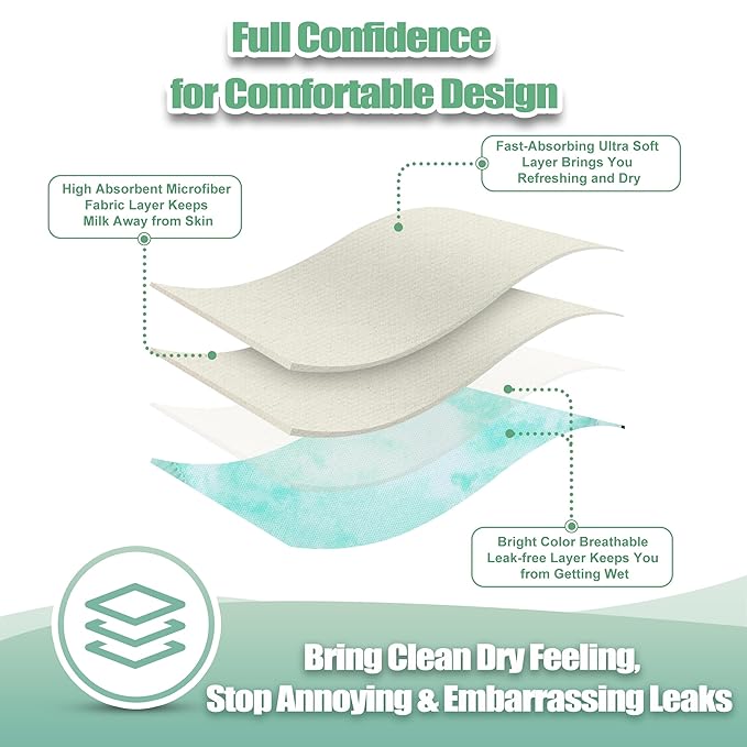 wegreeco Nursing Breast Pads (14 Pack) + Laundry Bag & Travel Storage Bag, 4.7 inch - Washable & Reusable Breastfeeding Nursing Pads (Plain Shape, Blue Wave, Large)