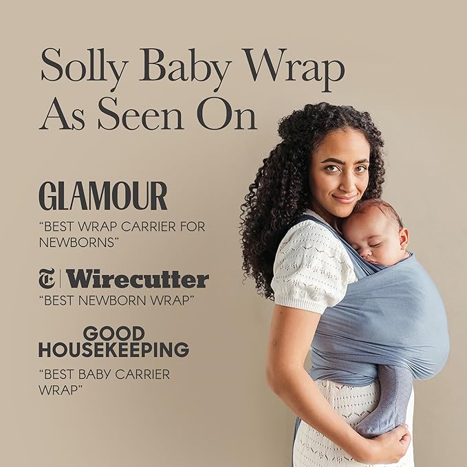 Solly Baby Wrap, Buttery-Soft Baby Carrier Newborn to Toddler 8-25 Lbs., Lightweight & Hands-Free Infant Wrap, Breathable Summer Carrier, Baby Wearing & Postpartum Essential, New Mom Gift, Coastal