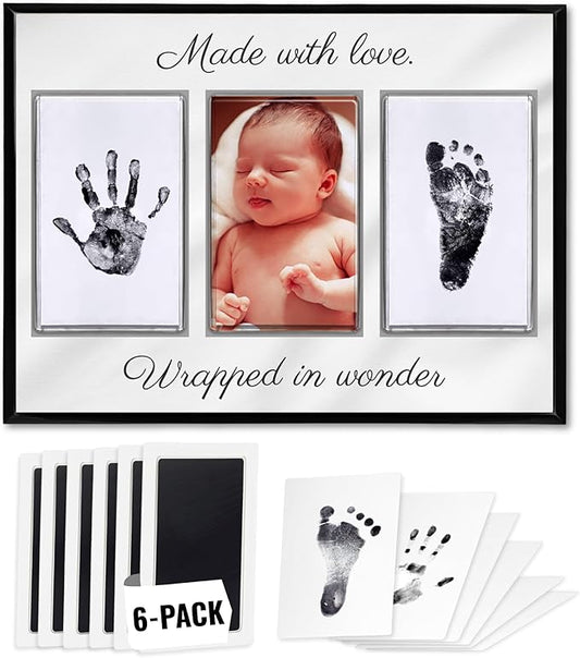 Inkless Hand and Footprint Kit, Baby Keepsake Plaque & Baby Shower Gifts - Ideal as Mom To Be Gift, Nursery Picture Frames, Clean Touch Hand and Footprint Kit (Style 2 - Design 5)