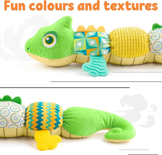 LIGHTDESIRE Baby Toys Musical Dinosaur,Infant Stuffed Animal Toys with Crinkle and Rattles,Soft Sensory Toys with Textures for Tummy Time Newborn Boys Girls 0 3 6 12 Months(Green)