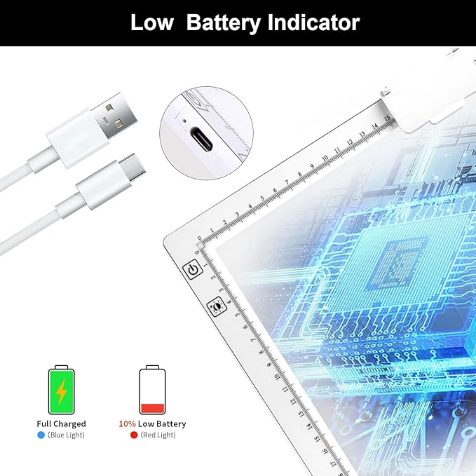 KOBAIBAN Wireless A3 Light Pad with Carry Bag, Foldable Stand, Top Clip, 3 Colors/Stepless/6-level Dimmable Brightness Rechargeable tracing Light Box/Board for Weeding Vinyl, Diamond Painting (White)