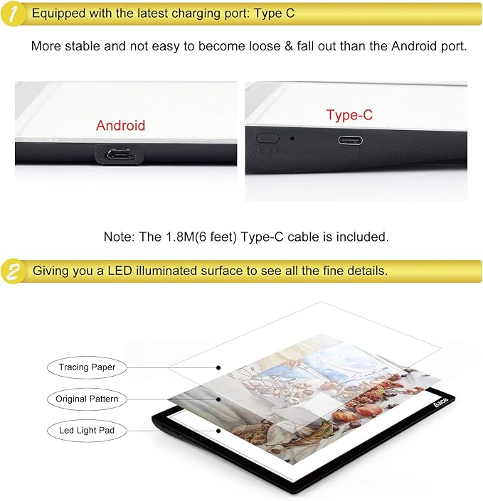 LED Light Pad, ELICE A4 Wireless Battery Powered Light Pad Artcraft Tracing Pad Light Box Dimmable Brightness Rechargeable Light Board for Artists Drawing Sketching Animation Stencilling X-ray Viewing
