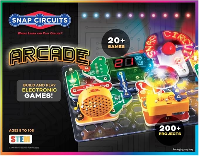 Snap Circuits “Arcade”, Electronics Exploration Kit, Stem Activities for Ages 8+, Full Color Project Manual (SCA-200)