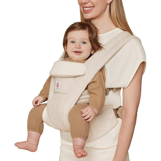 Ergobaby Omni Deluxe Baby Carrier Newborn to Toddler - Breathable Baby Carriers for Summer - All-Position Carrier with Enhanced Lumbar Support & Airflow (7-45 Pounds), Natural Linen