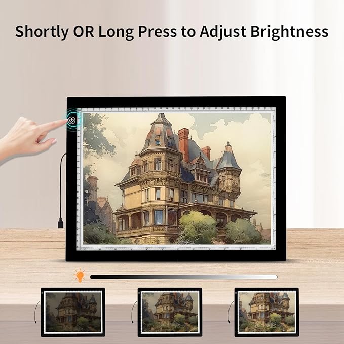 A4 LED Light Box for Tracing, elice Artist Drawing Lightbox Light Table Light Pad Light Copy Board, Up to 8000 Lux Super Bright Lightpad for Cricut Weeding Vinyl, Diamond Painting, Sketching (Black)