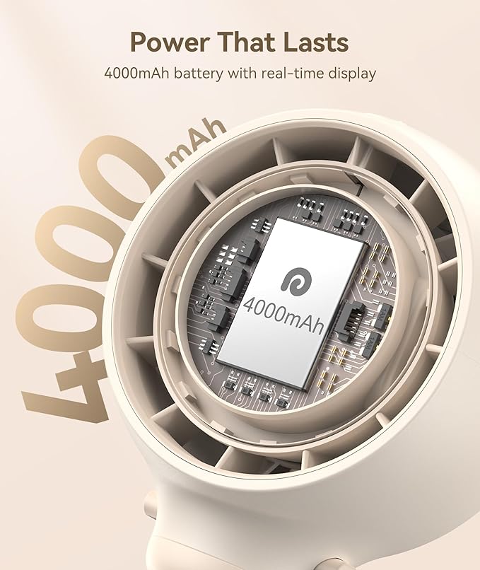 Dreamegg Portable Stroller Fan - 4000mAh Rechargeable Baby Stroller Fan With LED Display, Night Light, Hidden Blade, Detachable 4 Speed 360ยฐRotate, Handheld Cooling for Crib,Travel, Car Seat, Bedroom