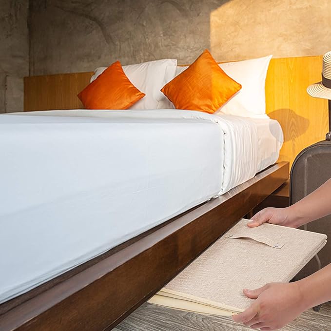 popoly 2 Pack Large Toy Box Chest Storage with Flip-Top Lid, Sturdy Kids Toy Storage Bin Boxes Container for Boys, Girls, Nursery, Closet, Bedroom, Playroom 25"x13" x16"(Linen Beige)