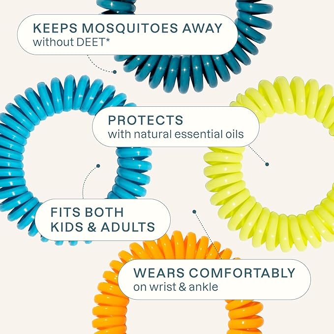 Cliganic 20 Pack Mosquito Repellent Bracelets for Adults & Kids - Natural DEET-Free Bands, Individually Wrapped