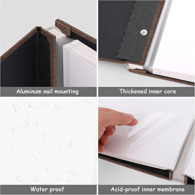 Zesthouse Large 18In Photo Album Self Adhesive 60 Pages, Scrapbook Albums with Sticky Page Holds 10x12 & 8x10 & 5X7 & 4x6 Pictures, DIY Photo Book Ideal Gift for Family Wedding Baby