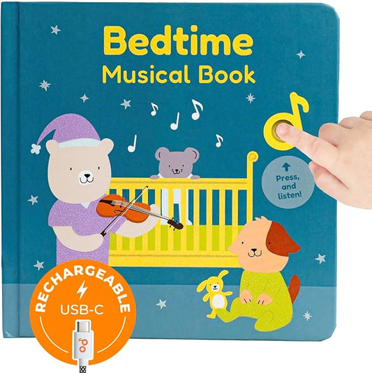 Cali's Books Bedtime Musical Book for Babies and Toddlers 1-3 – USB-C Rechargeable – 6 Classical and Relaxing Pieces | Sound Book for Sleep & Relaxation