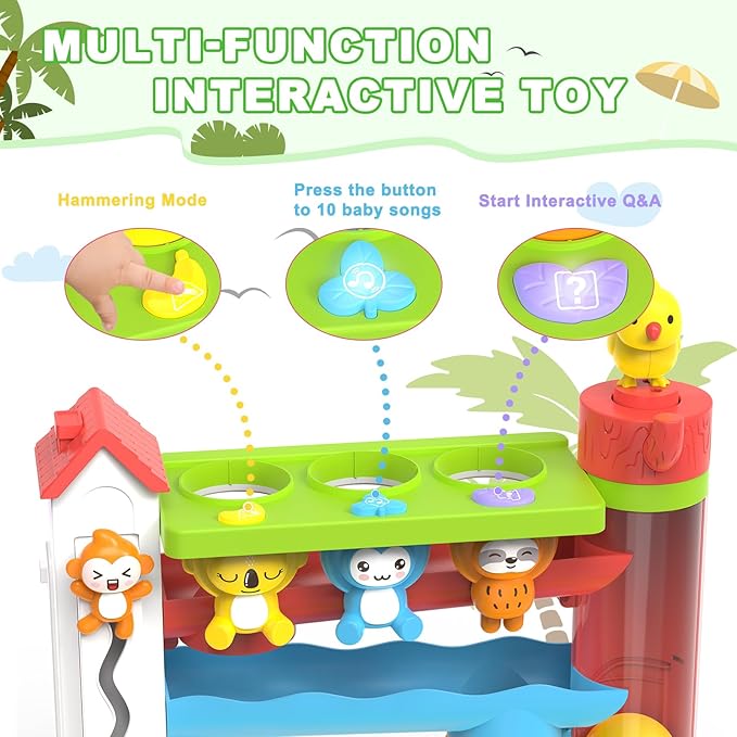 Toddler Musical Toys for 1+ Years Old Boy,Motor Skills Developmental Baby Toy 12-18 Months,Bilingual Toddler Learning Ball Drop Toy, Birthday Gift Toys for 1 2 Year Old Boys & Girls(Green)