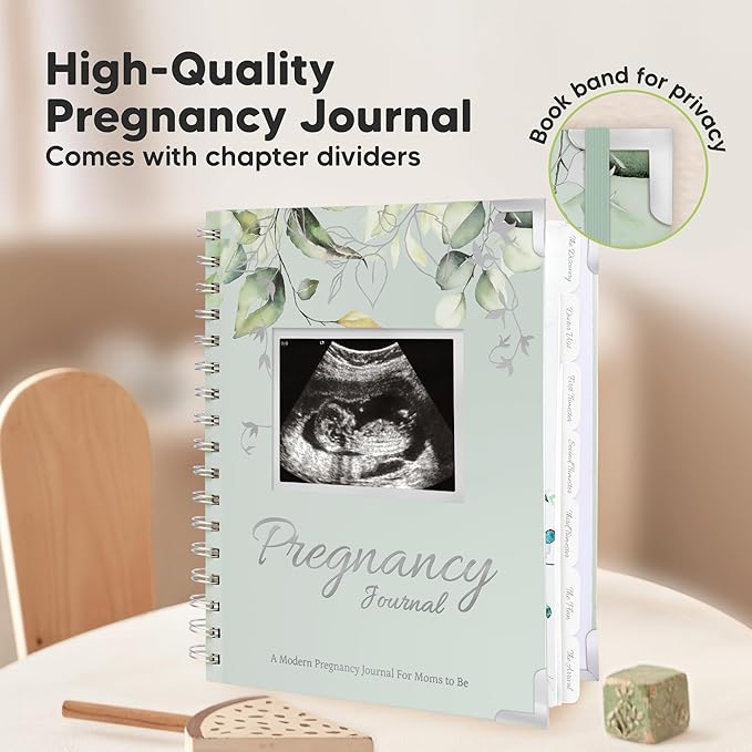 Pregnancy Journal for First Time Moms Gifts - 90 Pages Hardcover Pregnancy Memory Book, Beautiful & Cute Baby Book Keepsake, Ultrasound Baby Scrapbook, Mom To Be Gift (Sage)