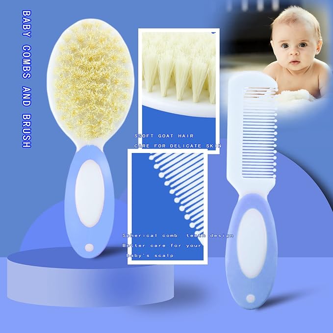 Baby Care Kits,Baby Grooming Kit,10 in 1 Newborn Essentials Must Haves,Baby Nail Clippers Baby Brush Baby Comb Earpick Nose Cleaning Tool Baby Nail File Nursing Baby Kit (Blue)