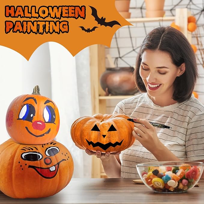 Betem 60 Colors Dual Tip Acrylic Paint Pens Markers, Premium Acrylic Paint Pens for Halloween Decorations, Wood, Canvas, Stone, Rock Painting, Glass, Ceramic Surfaces, Pumpkin Painting Kit DIY Crafts