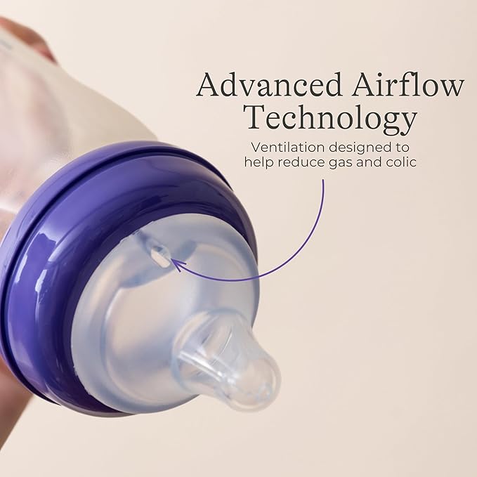 Lansinoh Anti-Colic Glass Baby Bottles, 8 Ounces, 4 Count Bottles for Feeding, Baby Essentials, Includes 4 Medium Flow Nipples, Size M