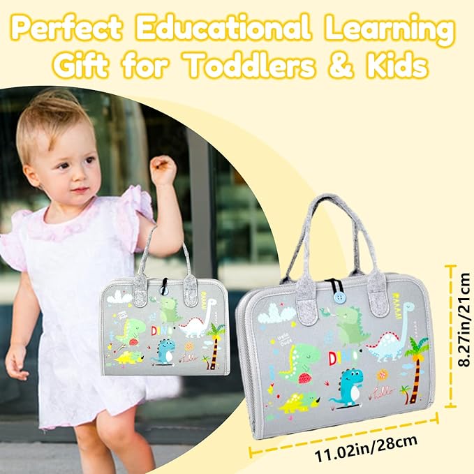 Qizfun Busy Board Book Montessori Toys for 1 2 3 4 Year Old, Boy Girl Birthday Gifts, Educational Sensory Learning Toys for Toddlers 1-3, Car Airplane Travel Activities Toys for Kids Ages 2-4 Year Old