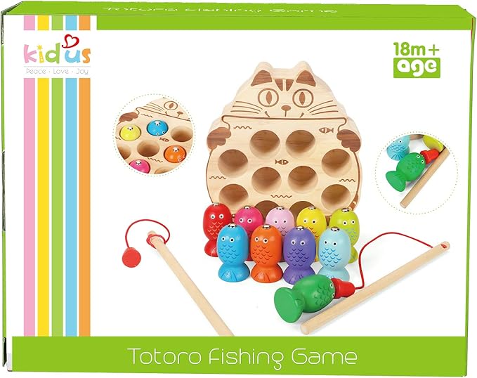 Montessori Magnetic Wooden Fishing Game for Toddlers 1-3 Years Old,Fine Motor Skills Early Learning Eyes Hands Cooperation Toy for Boys & Girls Great Birthday Gift