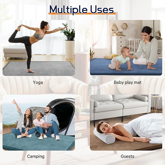 Baby Play Mat for Floor Tummy Time Mat Nursery Rug Muscle Area Rug Playroom Tatami 79"x118" Memory Foam 1.3" Thick Crawling For Babies,Toddlers, Infants, Kids,Floor(Pink)