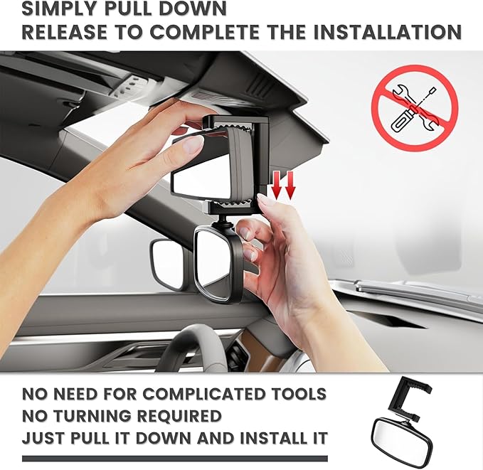 360-Degree Baby Car Mirror for Rear-Facing Seats,Kids Safety Mirrors with Tool-Free Installation,Kids Rear View Mirror BPA-Free Shatterproof & ASTM Certified (Adjustable 14"-22") (2 Pack)