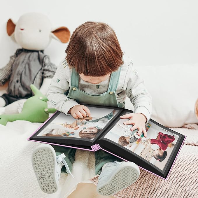 Popotop Photo Album 4x6 100 Pockets for Wedding Gifts,Linen Hardcover Picture Albums for Family Anniversary Baby Vacation Pictures