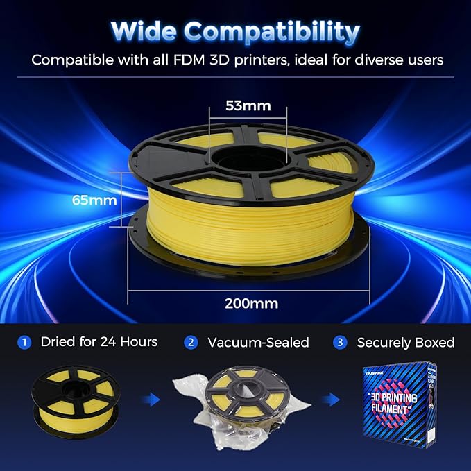 FLASHFORGE Rapid PLA Filament 1.75mm Luminous Yellow, 500mm/s High Speed Printing, Glow in The Dark 3D Printer Filament 1kg Spool, Dimensional Accuracy +/- 0.02mm, Brilliant, Long-Lasting Glow