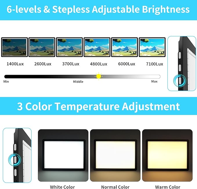 Phylosal Rechargeable A4 LED Light Pad with Built-in Stand, Magnetic Tracing Light Box for Drawing, Diamond Art Light Board with Side Button, Super Bright Light Table for Diamond Painting, Sketching