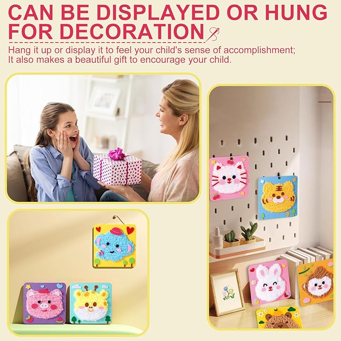 DIY Embroidery Doll Kit, Cartoon Animal Craft Sewing Kit for Kids, Felt Crafts, Beginner Sewing for Kids Ages 4-8 Plus - Helps Develop Fine Motor Skills (6PCS-Deer/Elephant/Bear/Duck/Pig/Panda)