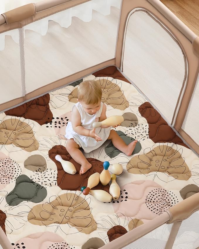 Blissful Diary Baby Play Mats for Floor, 50x50 Crawling Mat for Playpen, Thicken Soft Padding Foam Playmats for Babies and Toddlers Infants, Foldable and Machine Washable, Boho Design