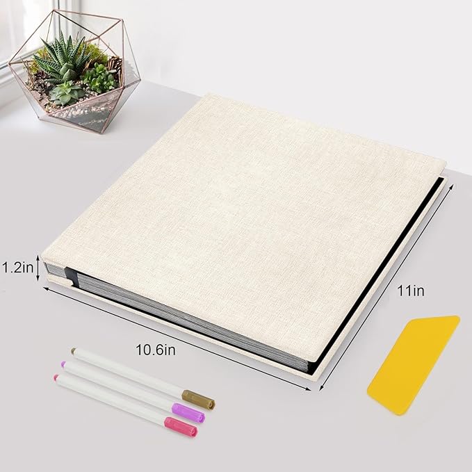 Zesthouse Photo Album Self Adhesive Pages, 60 Pages Magnetic Scrapbook Albums with Sticky Page,Photos Album Holds 8x10 & 5X7 & 4x6 & 6x8 & 3x5, Large Picture Book Ideal for Family,Wedding,Baby