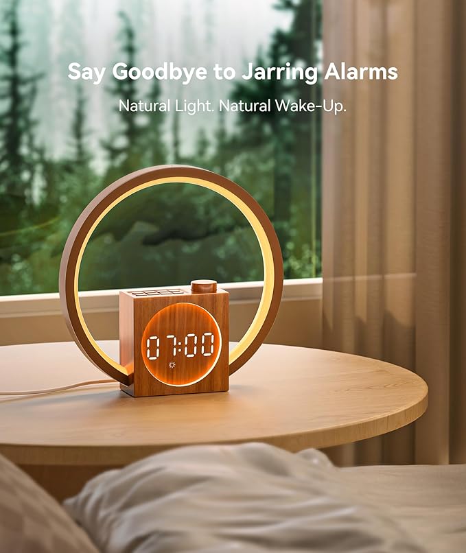 Dreamegg Sunrise Alarm Clock - Sound Machine for Sleep, 12 Ambient Colors &20-Level Dimmable Night Light, 25 Soothing Sounds, White Noise Machine, Wake Up Light for Adults, Stylish Bedroom Decor&Gift