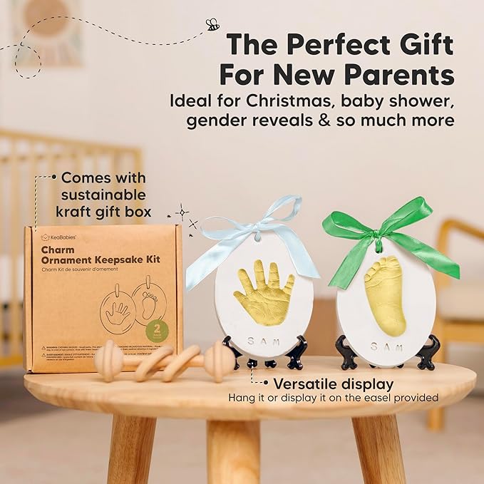 Baby Hand and Footprint Kit Girls, Boys - Personalized Baby Footprint Ornament Kit, Newborn Keepsake Gifts for New Mom, Easy to Use Handprint Makers, Cute Shower Gifts (Multi-Colored)