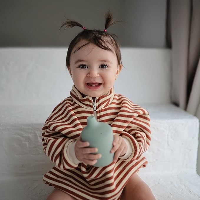 mushie 100% Silicone Baby Sippy Cup | 6 Months+ (Powder Blue)