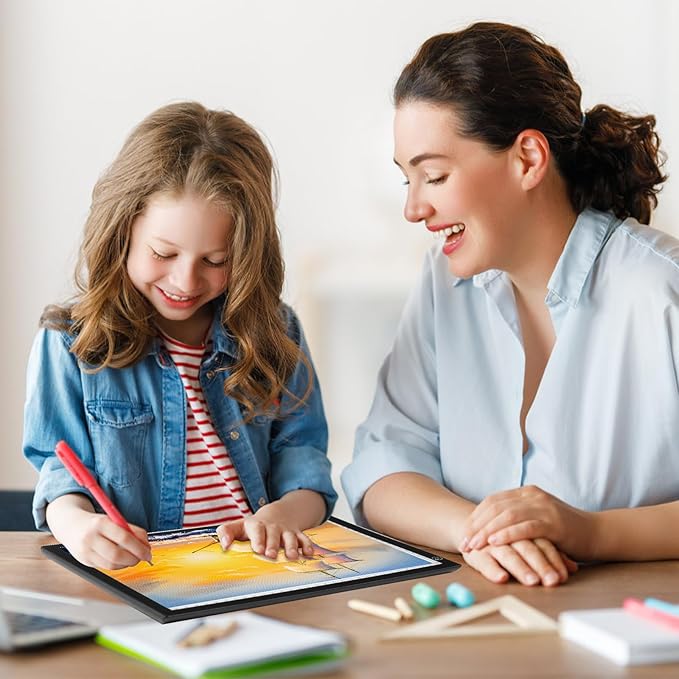 KIVOTAC A4 Rechargeable Light Pad, Portable LED Light up Box Ultra-Thin Dimmable Battery Powered Bright Copy Board for Weeding Vinyl, Sketching,Drawing,Tracing and Diamond Art