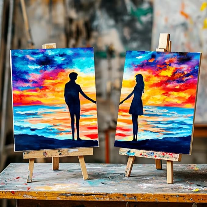 WEBEEDY 10 Pcs Sip and Paint Canvas Set Pre Drawn for Painting, Valentines Painting Kit for Couples Date Night, Art Painting Supplies, Home Date Night Activity, Sip Party Decor, 203x245mm/8x10